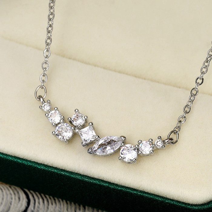 Silver Plated Anti Tarnish American Diamond Studded Contemporary Pendant - Image 2
