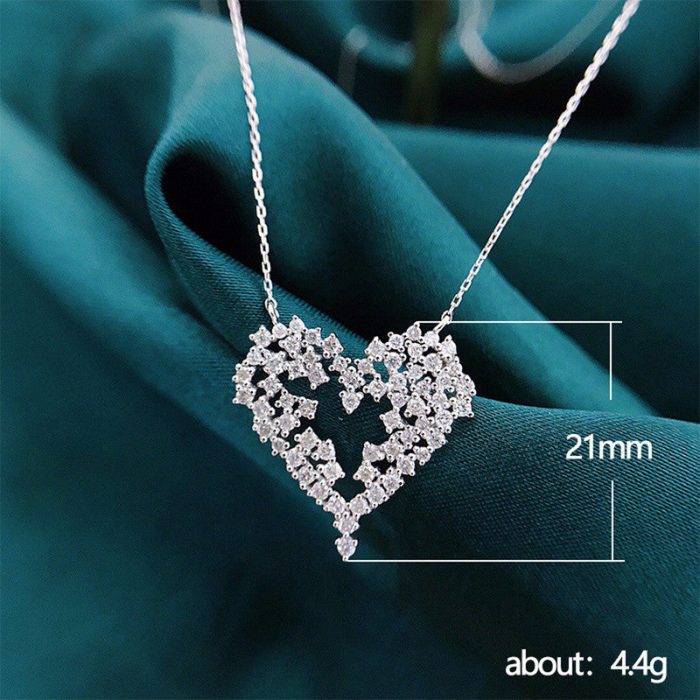 Silver Plated Anti Tarnish American Diamond Studded Heart Themed Pendant - Image 4