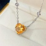 Silver Plated Anti Tarnish American Diamond Studded Yellow Heart Shape Pendant - Image 4
