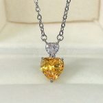 Silver Plated Anti Tarnish American Diamond Studded Yellow Heart Shape Pendant - Image 2