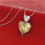 Silver Plated Anti Tarnish American Diamond Studded Yellow Heart Shape Pendant - Image 5