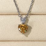 Silver Plated Anti Tarnish American Diamond Studded Yellow Heart Shape Pendant - Image 6