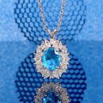 Silver Plated Anti Tarnish American Diamond Studded Blue Oval Shape Contemporary Pendant - Image 3