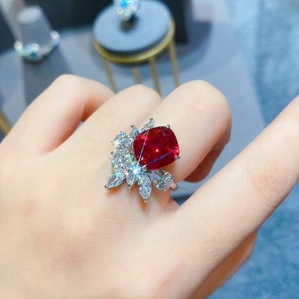 Silver Plated Anti Tarnish American Diamond Crushed Ice Cut Contemporary Finger Ring - VAIRAVI
