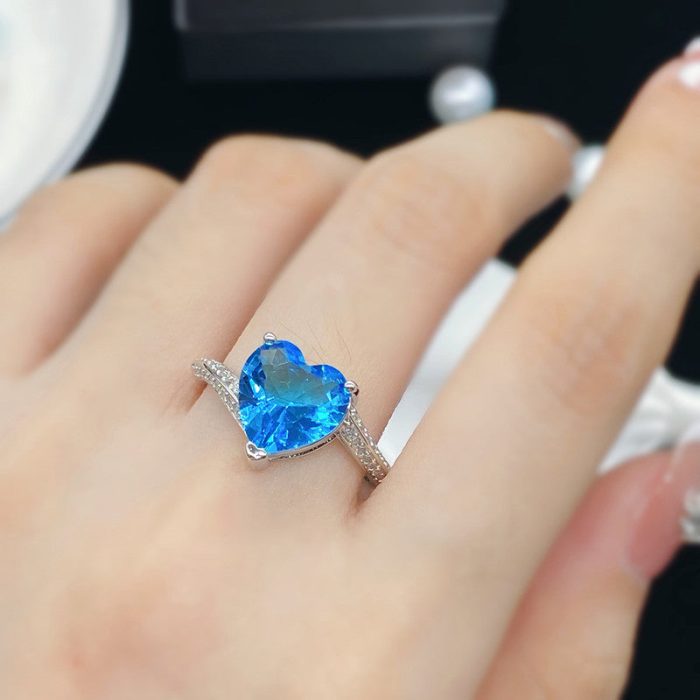 Silver Plated Anti Tarnish American Diamond Crushed Ice Cut Heart Finger Ring - VAIRAVI
