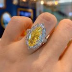 Silver Plated Anti Tarnish American Diamond Crushed Ice Cut Yellow Cocktail Finger Ring - VAIRAVI