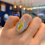 Silver Plated Anti Tarnish American Diamond Crushed Ice Cut Yellow Cocktail Finger Ring - VAIRAVI