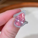 Silver Plated Anti Tarnish American Diamond Crushed Ice Cut Pink Teardrop Finger Ring - VAIRAVI