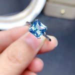 Silver Plated Anti Tarnish American Diamond Crushed Ice Cut Blue Square Finger Ring - VAIRAVI