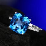 Silver Plated Anti Tarnish American Diamond Crushed Ice Cut Navy Blue Square Finger Ring - VAIRAVI