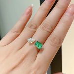 Silver Plated Anti Tarnish American Diamond Crushed Ice Cut Green Rectangular Finger Ring - VAIRAVI