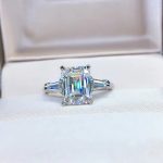 Silver Plated Anti Tarnish American Diamond Crushed Ice Cut Silver Rectangular Finger Ring - VAIRAVI