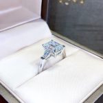 Silver Plated Anti Tarnish American Diamond Crushed Ice Cut Silver Rectangular Finger Ring - VAIRAVI