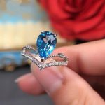 Silver Plated Anti Tarnish American Diamond Crushed Ice Cut Blue Teardrop Finger Ring - VAIRAVI