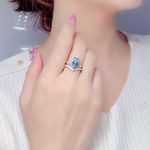 Silver Plated Anti Tarnish American Diamond Crushed Ice Cut Blue Teardrop Finger Ring - VAIRAVI