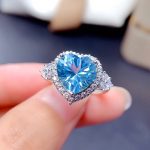 Silver Plated Anti Tarnish American Diamond Crushed Ice Cut Blue Heart Finger Ring - VAIRAVI