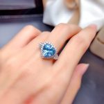 Silver Plated Anti Tarnish American Diamond Crushed Ice Cut Blue Heart Finger Ring - VAIRAVI