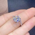 Silver Plated Anti Tarnish American Diamond Crushed Ice Cut Silver Hexagonal Finger Ring - VAIRAVI