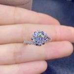 Silver Plated Anti Tarnish American Diamond Crushed Ice Cut Silver Hexagonal Finger Ring - VAIRAVI