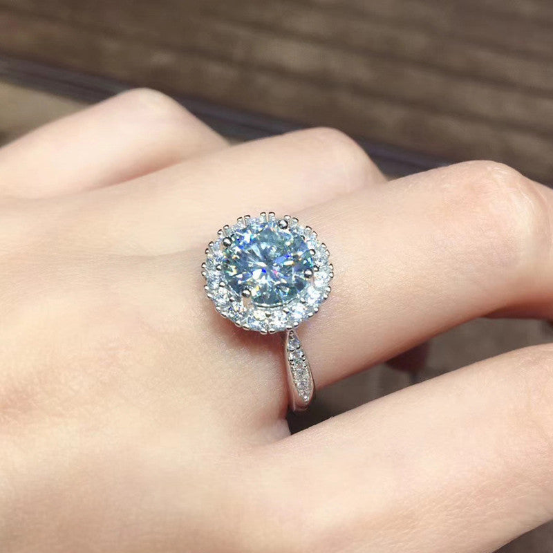 Silver Plated Anti Tarnish American Diamond Crushed Ice Cut Silver Geometrical Finger Ring - VAIRAVI Silver Plated Anti Tarnish American Diamond Crushed Ice Cut Silver Geometrical Finger Ring - VAIRAVI