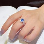 Silver Plated Anti Tarnish American Diamond Crushed Ice Cut Blue Oval Contemporary Finger Ring - VAIRAVI