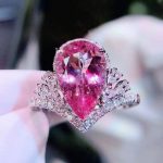 Silver Plated Anti Tarnish American Diamond Crushed Ice Cut Pink Teardrop Style Finger Ring - VAIRAVI
