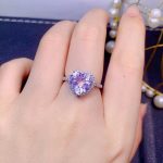 Silver Plated Anti Tarnish American Diamond Crushed Ice Cut Purple Heart Themed Finger Ring - VAIRAVI
