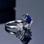 Silver Plated Anti Tarnish American Diamond Crushed Ice Cut Navy Blue Contemporary Finger Ring - VAIRAVI