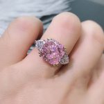 Silver Plated Anti Tarnish American Diamond Crushed Ice Cut Pink Geometric Contemporary Finger Ring - VAIRAVI