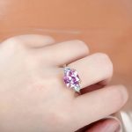 Silver Plated Anti Tarnish American Diamond Crushed Ice Cut Pink Geometric Contemporary Finger Ring - VAIRAVI