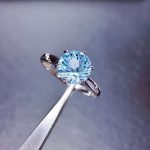 Silver Plated Anti Tarnish American Diamond Crushed Ice Cut Blue Circular Contemporary Finger Ring - VAIRAVI