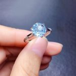 Silver Plated Anti Tarnish American Diamond Crushed Ice Cut Blue Circular Contemporary Finger Ring - VAIRAVI