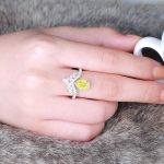 Silver Plated Anti Tarnish American Diamond Crushed Ice Cut Yellow Teardrop Finger Ring - VAIRAVI