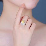 Silver Plated Anti Tarnish American Diamond Crushed Ice Cut Yellow Teardrop Finger Ring - VAIRAVI