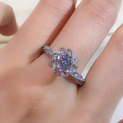 Silver Plated Anti Tarnish American Diamond Crushed Ice Cut Twisted Contemporary Finger Ring - VAIRAVI