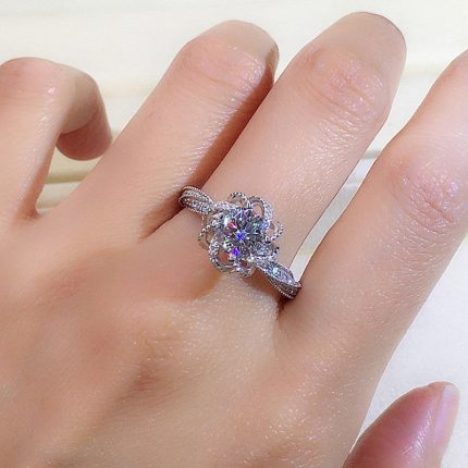 Silver Plated Anti Tarnish American Diamond Crushed Ice Cut Twisted Contemporary Finger Ring - VAIRAVI