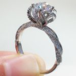 Silver Plated Anti Tarnish American Diamond Crushed Ice Cut Twisted Contemporary Finger Ring - VAIRAVI