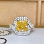 Silver Plated Anti Tarnish American Diamond Crushed Ice Cut Square Shape Yellow Finger Ring - VAIRAVI