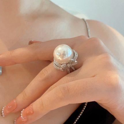 Silver Plated Anti Tarnish Pearl Studded Contemporary Styled Finger Ring - VAIRAVI