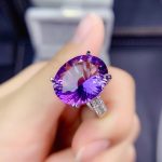 Silver Plated Anti Tarnish American Diamond Crushed Ice Cut Purple Contemporary Finger Ring - VAIRAVI