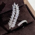 Silver Plated Anti Tarnish CZ Stone-Studded Leaf inspired Adjustable Finger Ring - Image 2