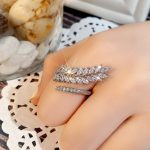 Silver Plated Anti Tarnish CZ Stone-Studded Leaf inspired Adjustable Finger Ring - Image 5