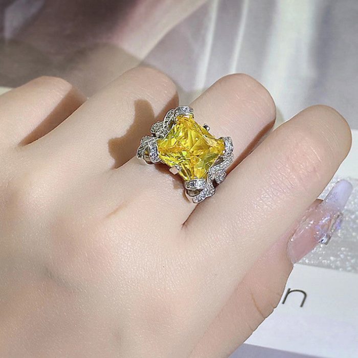 Silver Plated Anti Tarnish American Diamond Crushed Ice Cut Contemporary Finger Ring - VAIRAVI