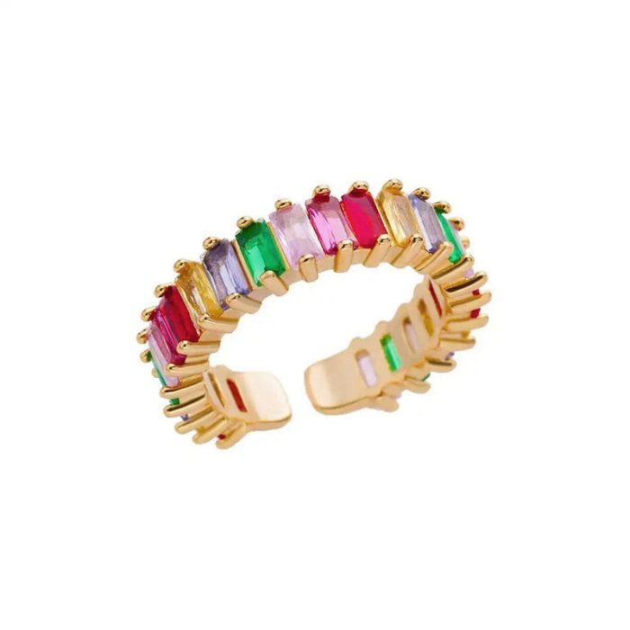 Gold Plated Stainless Steel Anti Tarnish Multicolor Adjustable Finger Ring For Women - Image 6