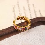 Gold Plated Stainless Steel Anti Tarnish Multicolor Adjustable Finger Ring For Women - Image 8