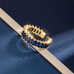 Gold Plated Stainless Steel Anti Tarnish Blue Adjustable Finger Ring For Women - Image 5
