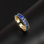 Gold Plated Stainless Steel Anti Tarnish Blue Adjustable Finger Ring For Women - Image 8