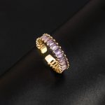 Gold Plated Stainless Steel Anti Tarnish Purple Adjustable Finger Ring For Women - Image 2
