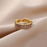 Gold Plated Stainless Steel Anti Tarnish Purple Adjustable Finger Ring For Women - Image 5