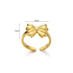 Gold Plated Stainless Steel Anti Tarnish Bow Themed Adjustable Finger Ring For Women - Image 4